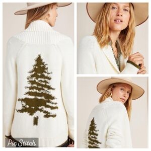 Anthropologie Evergreen Tree Cardigann